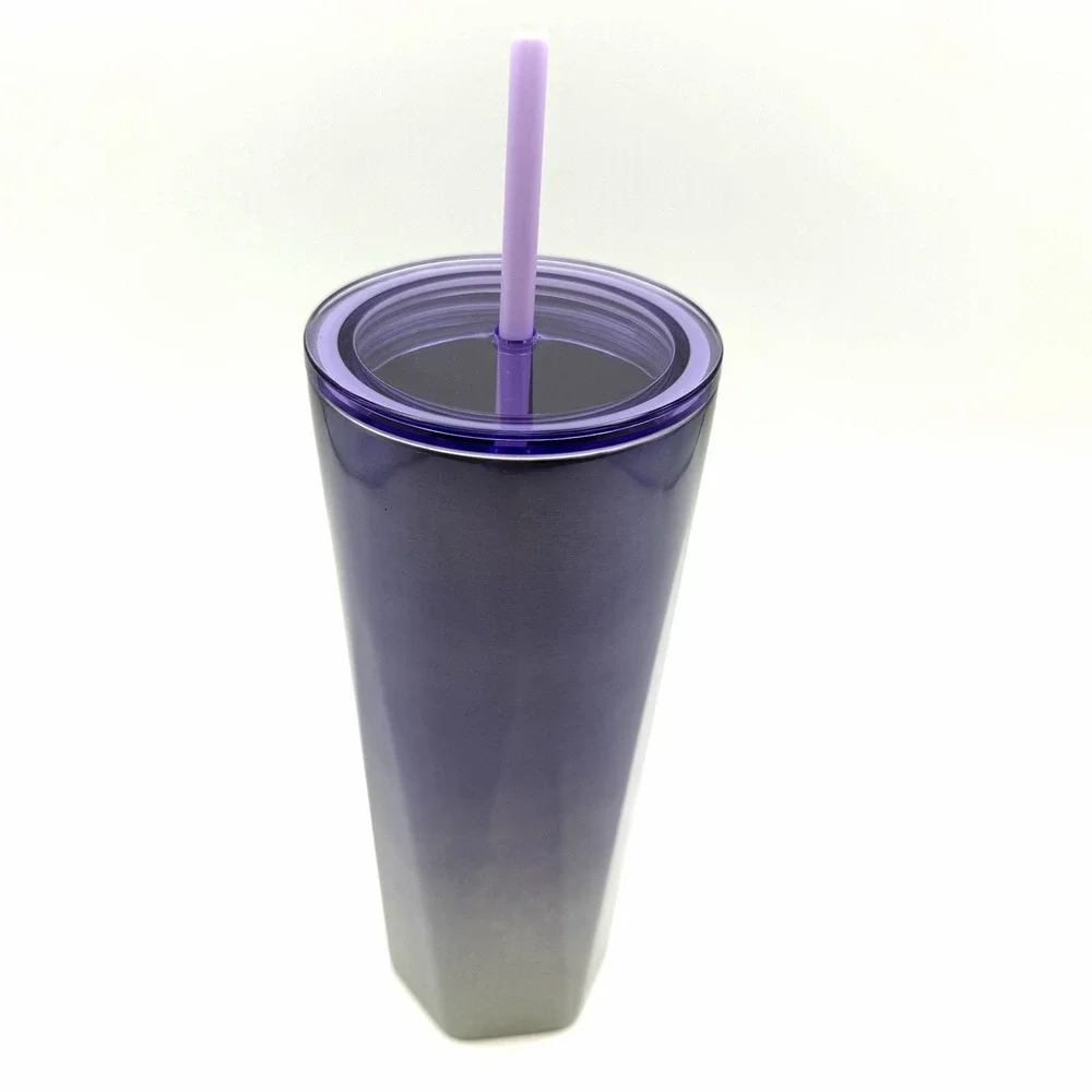 Starbucks 24oz‎ Winter Lilac Silver Ombré Geometric Tumbler with Straw New